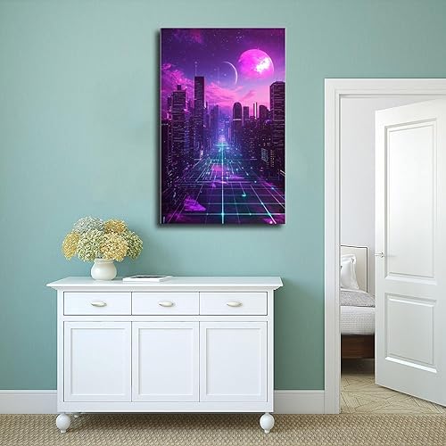 Miniatura 4 de XAHOR Cyberpunk Vaporwave Poster  Neon Dreamscape Wall Decor for Gamers & Retro Fans Art Wall Decoration Poster Family Bar Restaurant Garage Cafe