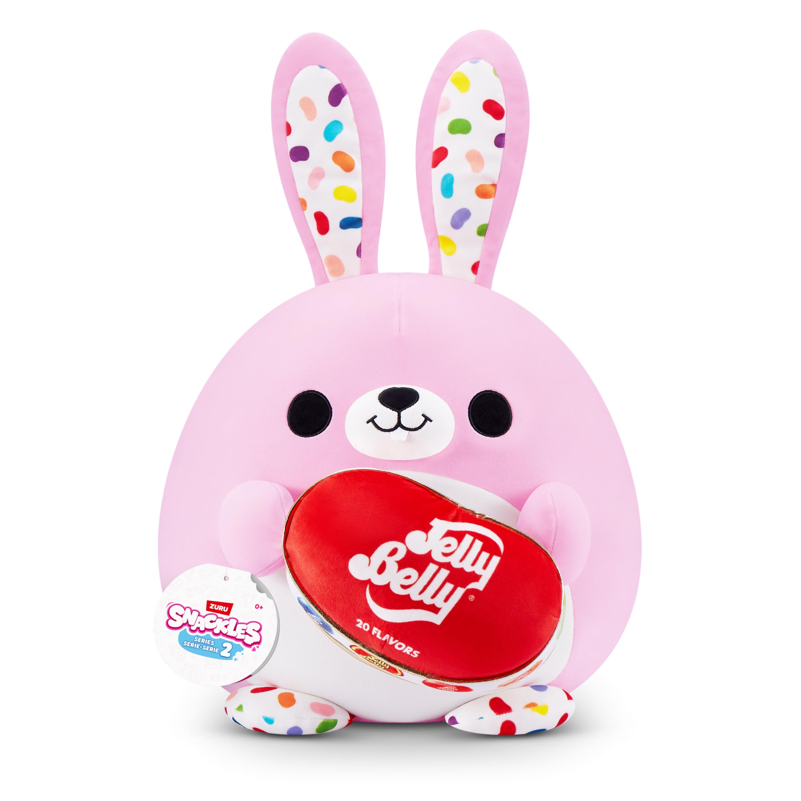 Snackles Series 2 Wave 2, Snack Swap, Bunny, 50 cm by ZURU Cuddly Squishy Comfort Plush with License Snack Brand Accessory (Bunny, Jelly Belly)