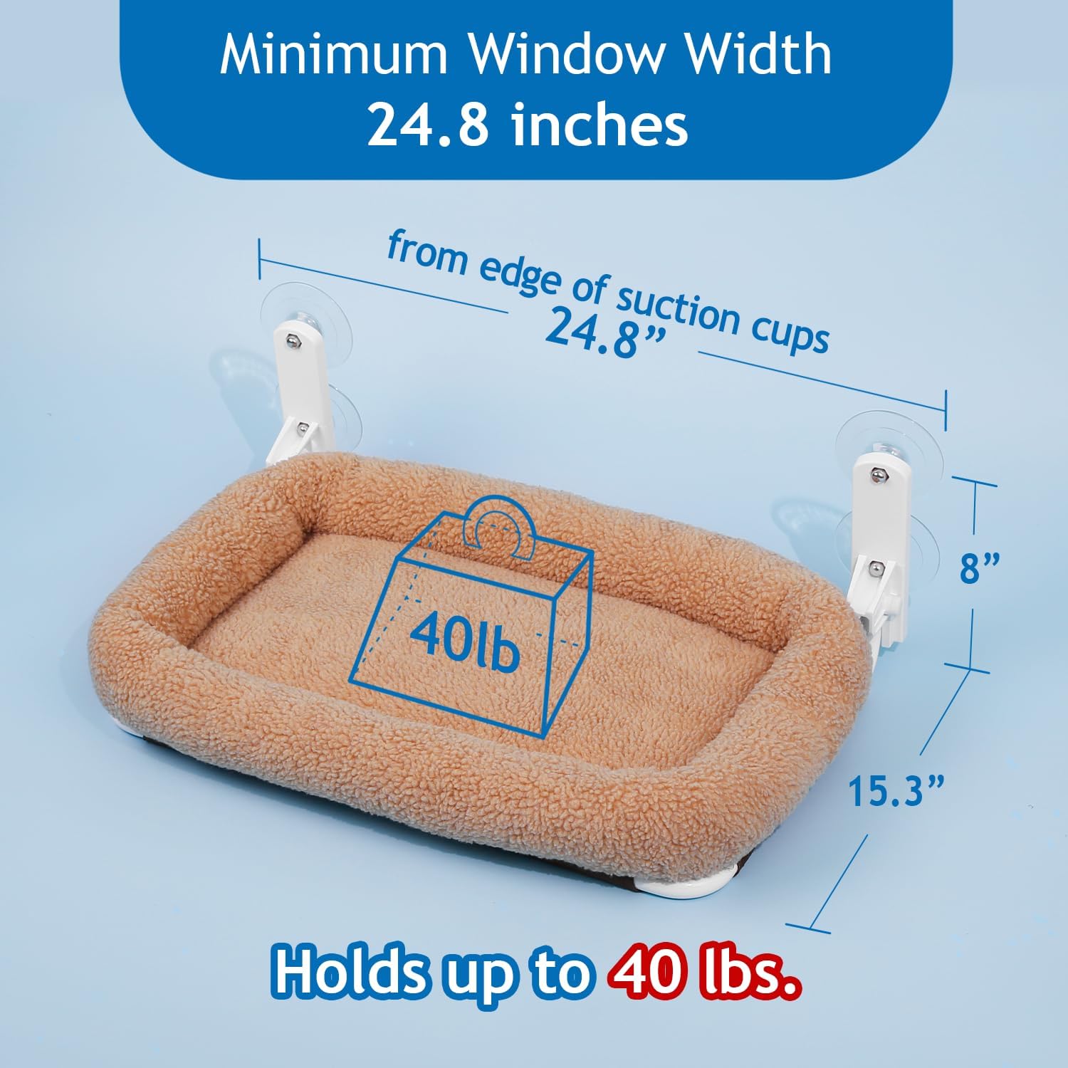 Zakkart Foldable Cat Hammock for Window - Cordless, Machine Washable Bed, Robust Metal Frame & ABS Brackets - Cat Window Perch for Large Cats and Kitten (Brown Bolster Bed, Large)