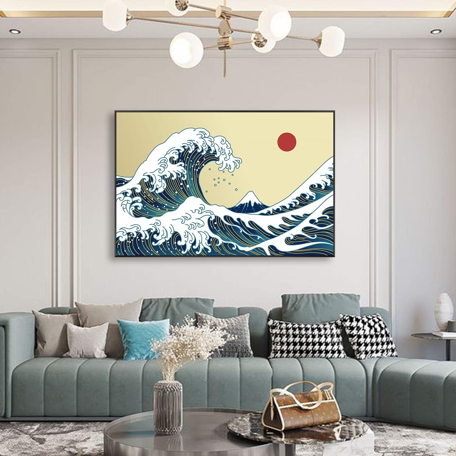 売店 アートパネル 神奈川沖浪裏 浮世絵 葛飾北斎 ポスター アルミ合金 フレーム 湿気を防ぐ キャンバスアート インテリア 絵画 アートフレーム 額縁付き パネルアート 旅館 オフェンス 自宅用 リビング ダイニング 玄関用 店舗用 装飾 取り付けやすい 装飾軽くて取り付け