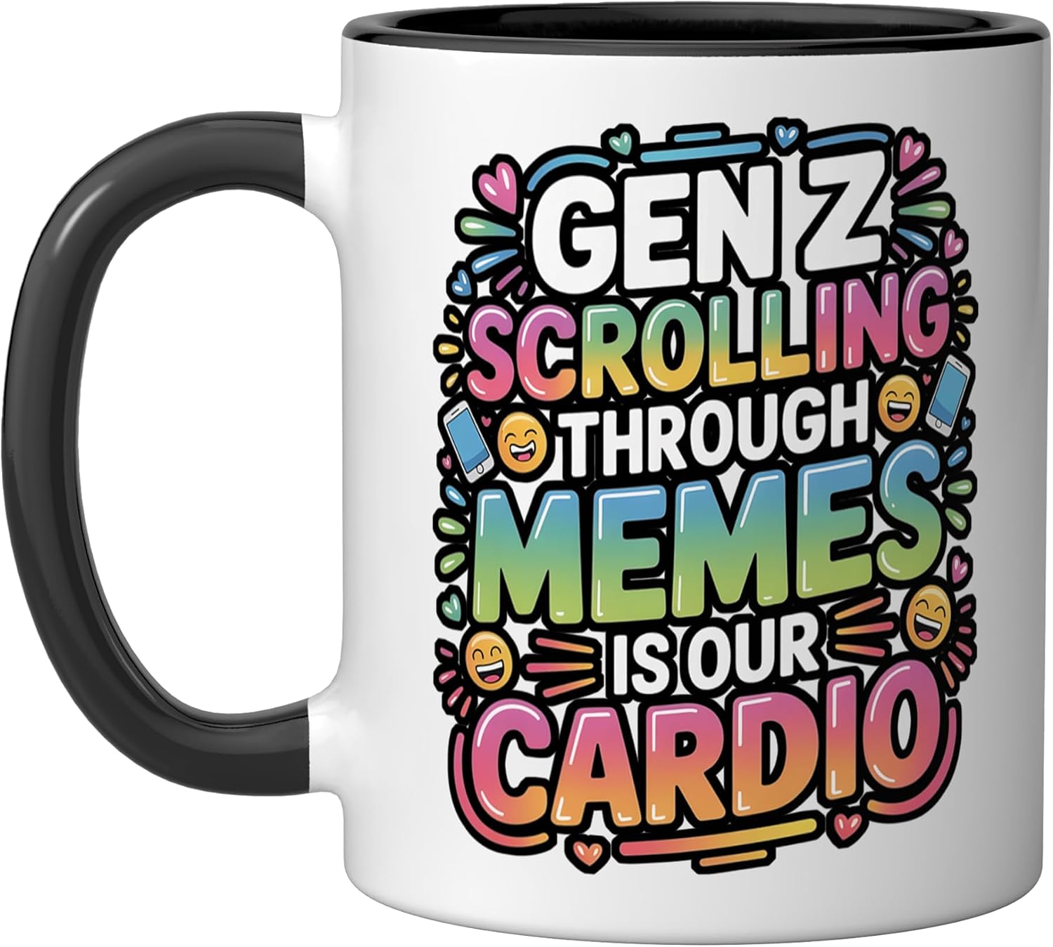 Gen Z Scrolling Through Memes Is Our Cardio - Ceramic Mug, White, 15oz image 4