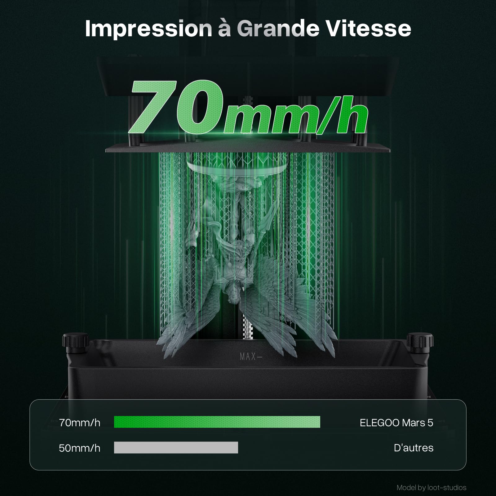 ELEGOO Mars 5 Imprimante 3D MSLA, Écran LCD 4K, Nivellement Automatique, Impression Haute Vitesse 70 mm/h, Capteur Mécanique Intelligent, Grande Taille d'impression 143,43x89,6x150mm³