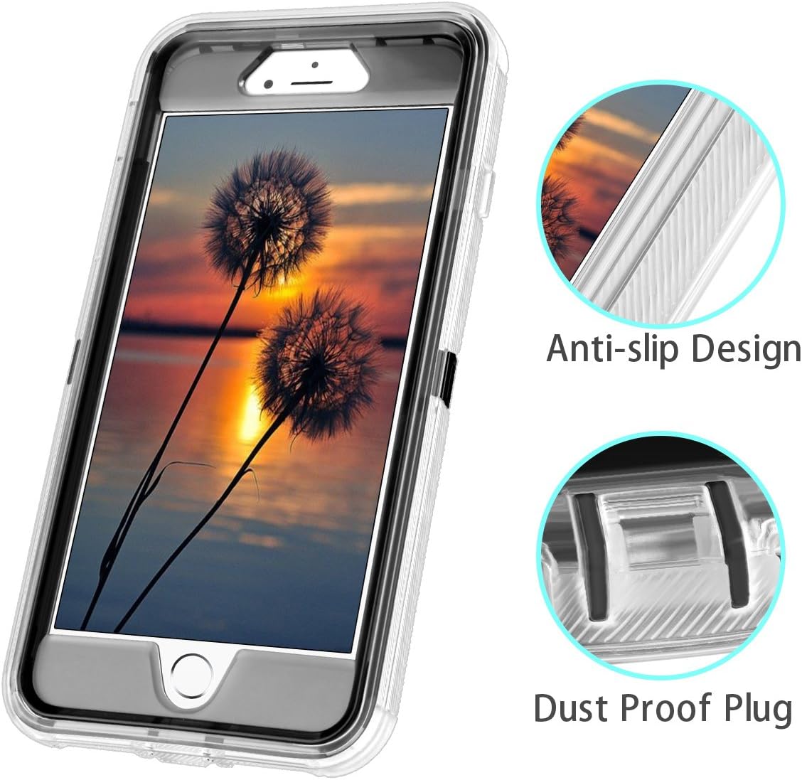 Coolden Case for iPhone 8 Plus Case Protective Glitter Case for Women Girls Cute Bling Sparkle 3D Quicksand Heavy Duty Hard Shell Shockproof TPU Case for iPhone 6s Plus 7 Plus 8 Plus, Silver Gray