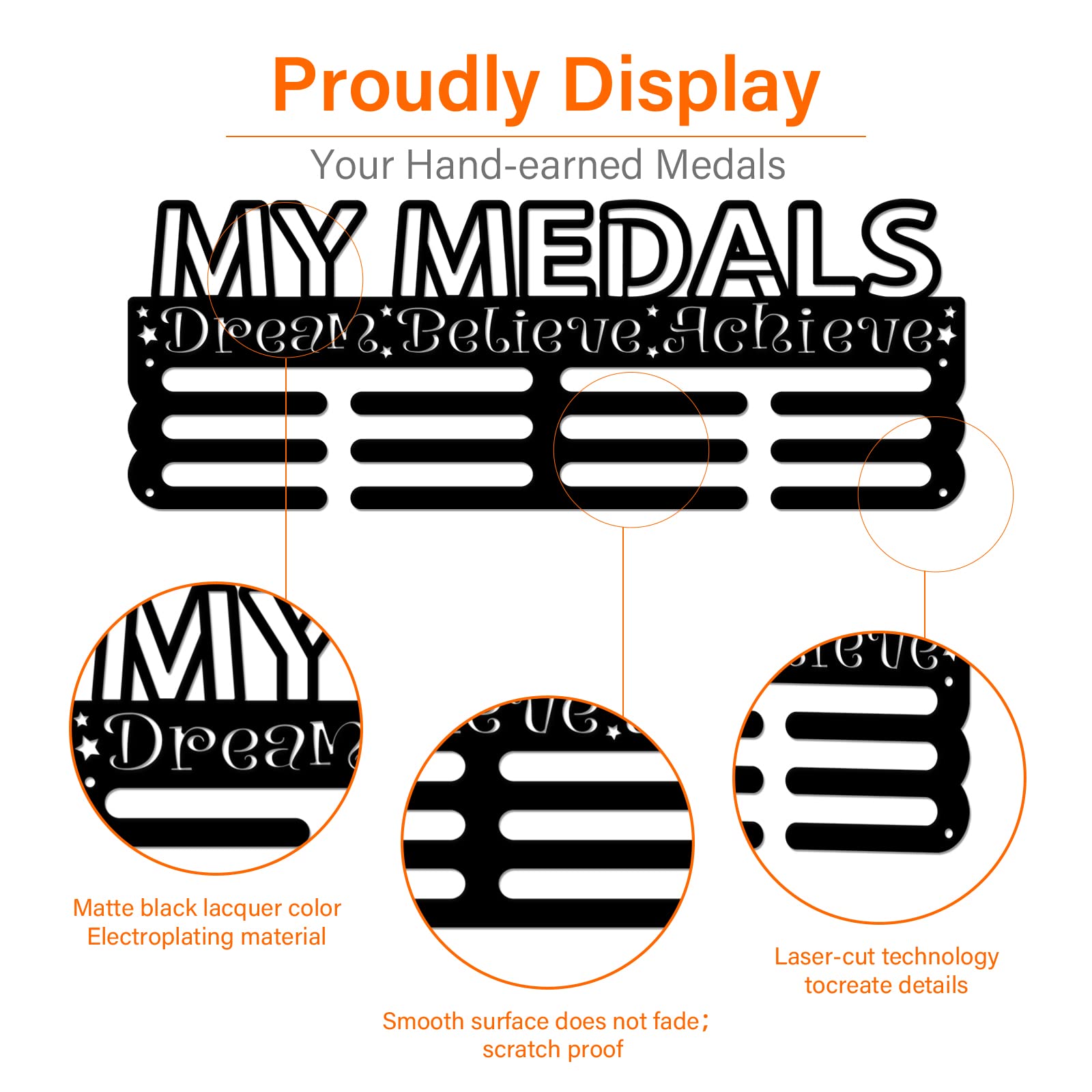 SUPERDANT Medallero Colgador de Medallas Personalizado Marco para Medallas Deportivas Percha y Cinta Display Regalo Deportista