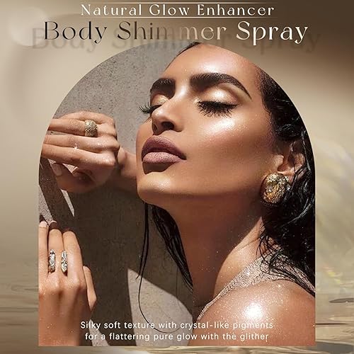 Vista 27 de Spray de purpurina corporal, brillo corporal de bronce hidratante, iluminador de brillo de brillo de secado rápido y no pegajoso para brillo facial