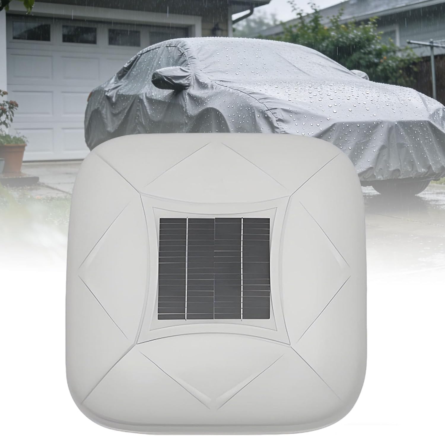Smart Car Cover with Solar Charging,Remote Control Automatic Full Exterior Covers,Waterproof and Sunproof,One Key Retractable,with Remote Control White-YS