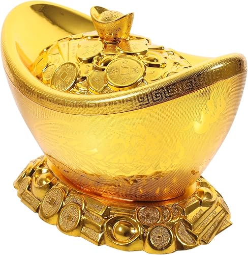 Miniatura 8 de Cabilock Caja de dulces de lingote dorado, decoración de Yuan Bao Feng Shui, caja de almacenamiento de diseño tradicional chino para bodas, fiestas,