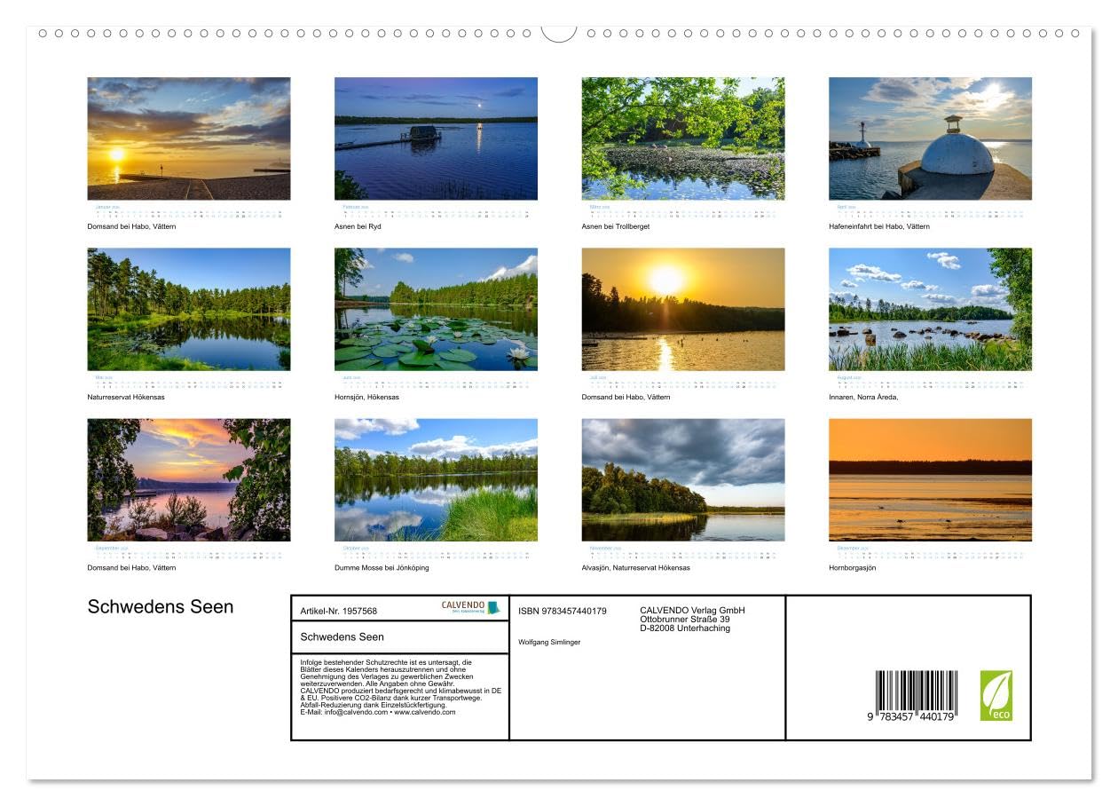 Schwedens Seen (hochwertiger Premium Wandkalender 2026 DIN A2 quer), Kunstdruck in Hochglanz: Traumhafte Plätze zum Baden und Verweilen an den Seen in Südschweden