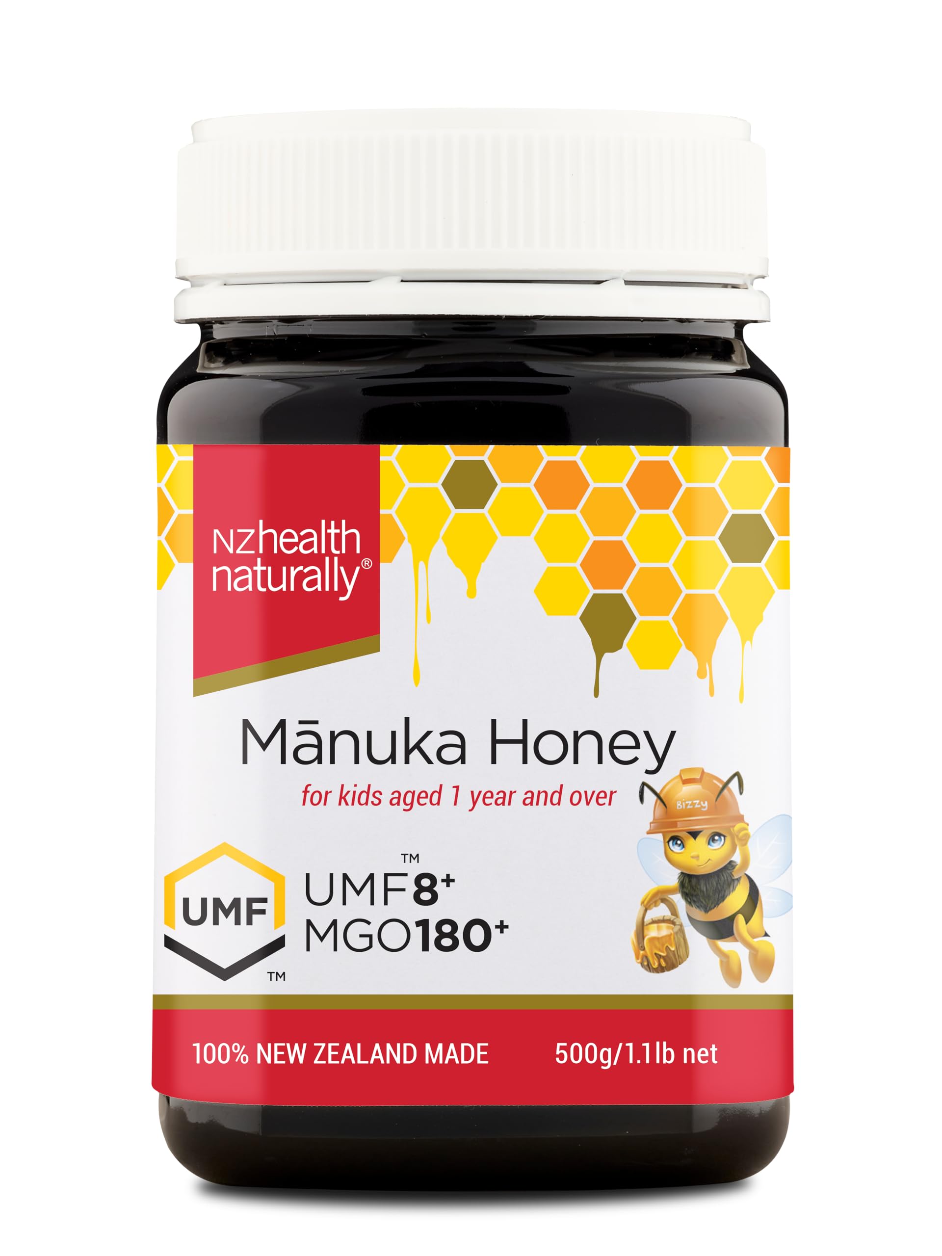 Nz Health Manuka Honey 8+ UMF & 180+ MGO For Kids, 500 Grams | Making Honey Fun For Kids To Eat | Natural Alternative Of Sugar & Sweeteners | No Added Colors & Additives