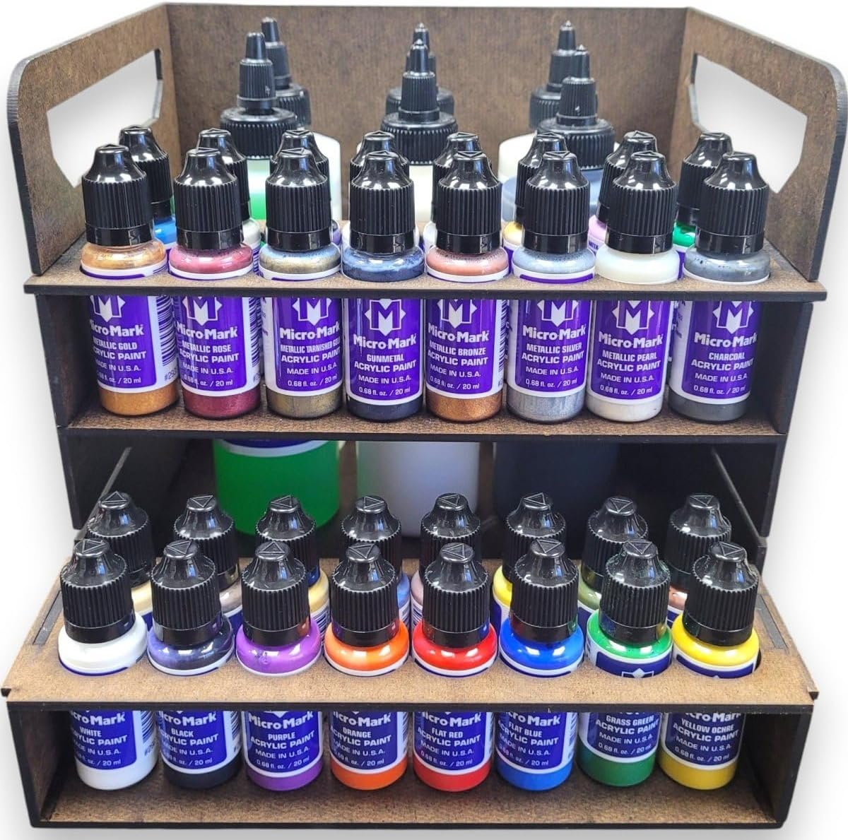 Micro-Mark Acrylic Paint Set with Storage Rack, 16 Colors, Metallic and Standard Finishes, Made in USA