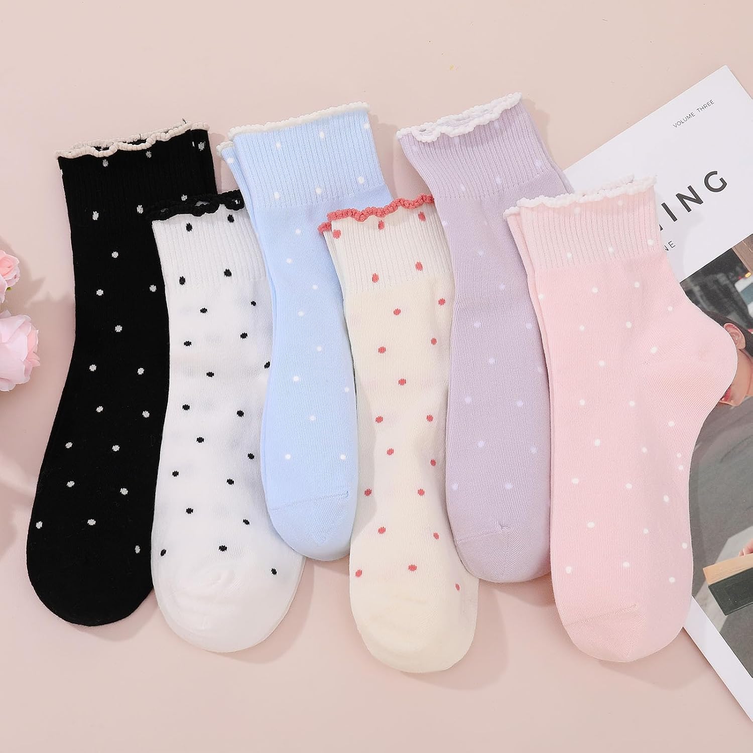 Women's Cute Ruffle Cotton Crew Socks image 2
