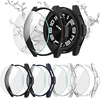 Vista 1 de Cuteey [Paquete de 4+4] para Galaxy Watch 6 Classic - Funda protectora de pantalla de 1.693 in, accesorios de policarbonato duro con película