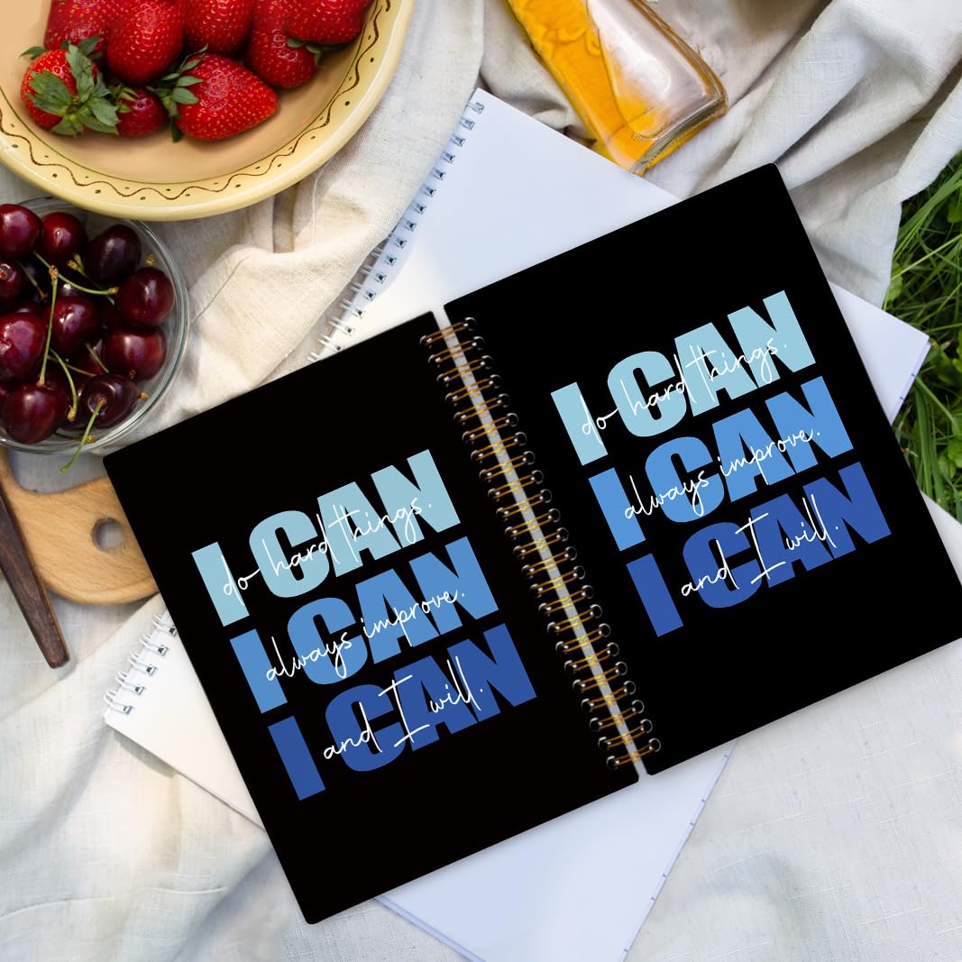 I Can Do Hard Things - Taccuino a spirale ispiratore, blu e nero, diario a spirale per ragazze, donne, uomini, regali positivi per ufficio e scuola, 14 x 20 cm