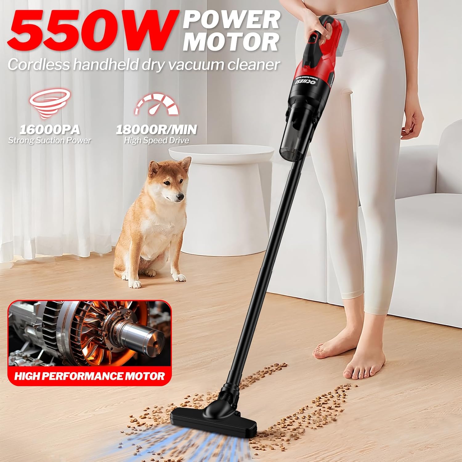 Cordless Vacuum Cleaner for Milwaukee 18V Battery, 6 in 1 Handheld Electric Vacuum Cleaner with HEPA Filter and LED Light, 46 CFM Portable Hand Vacuum for Floor, Carpet, Car (Battery Not Included) - Image 2