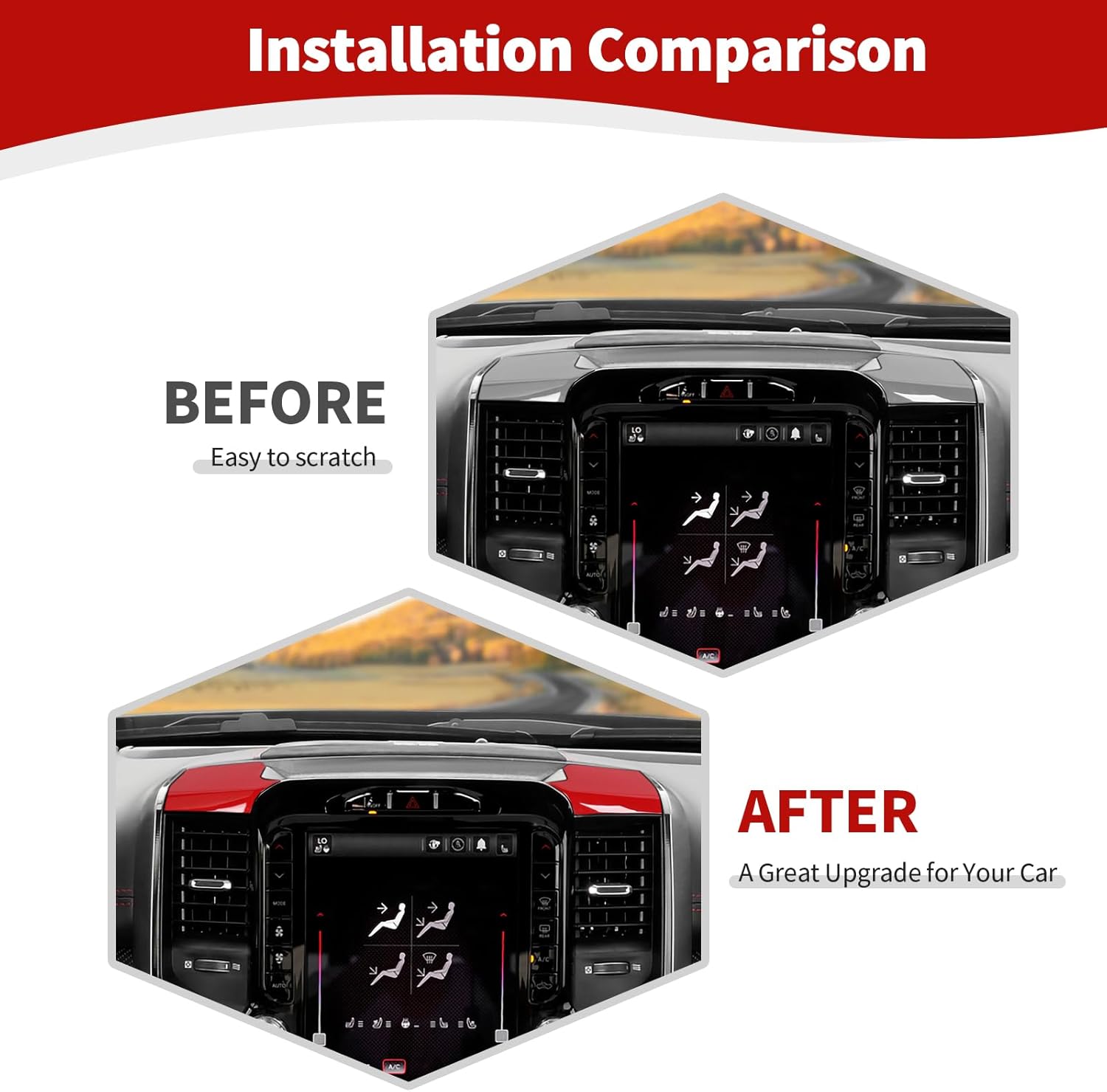 for RAM TRX Center Dashboard Storage Bin Trim Cover Fit for RAM TRX 2018-Present Red Interior Accessories