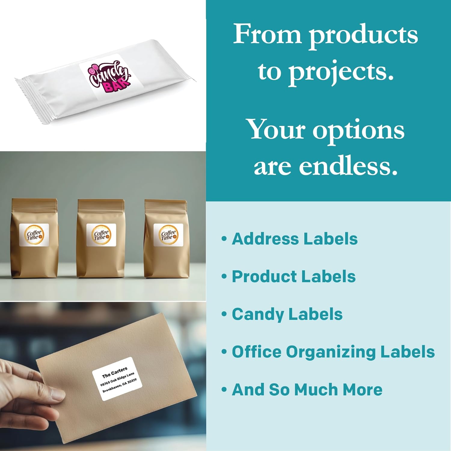 Premium Label Supply White Sticker Labels – 2.625" x 2" – Laser/Inkjet Compatible – (15 per Sheet), 25 Sheets – 375 Total Adhesive Labels - Image 2