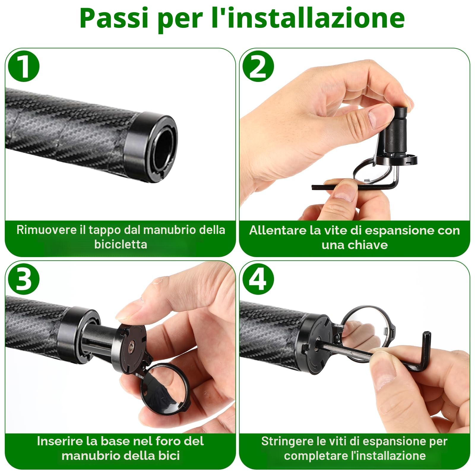 Specchietto bici, 2 Pezzi Specchietto Retrovisore Bicicletta, HD 360 ° Regolabile Specchietti Bici, Mini Specchietto bicicletta, Bici da Corsa, per Manubri 16-22 mm, per bicicletta, mountain bike