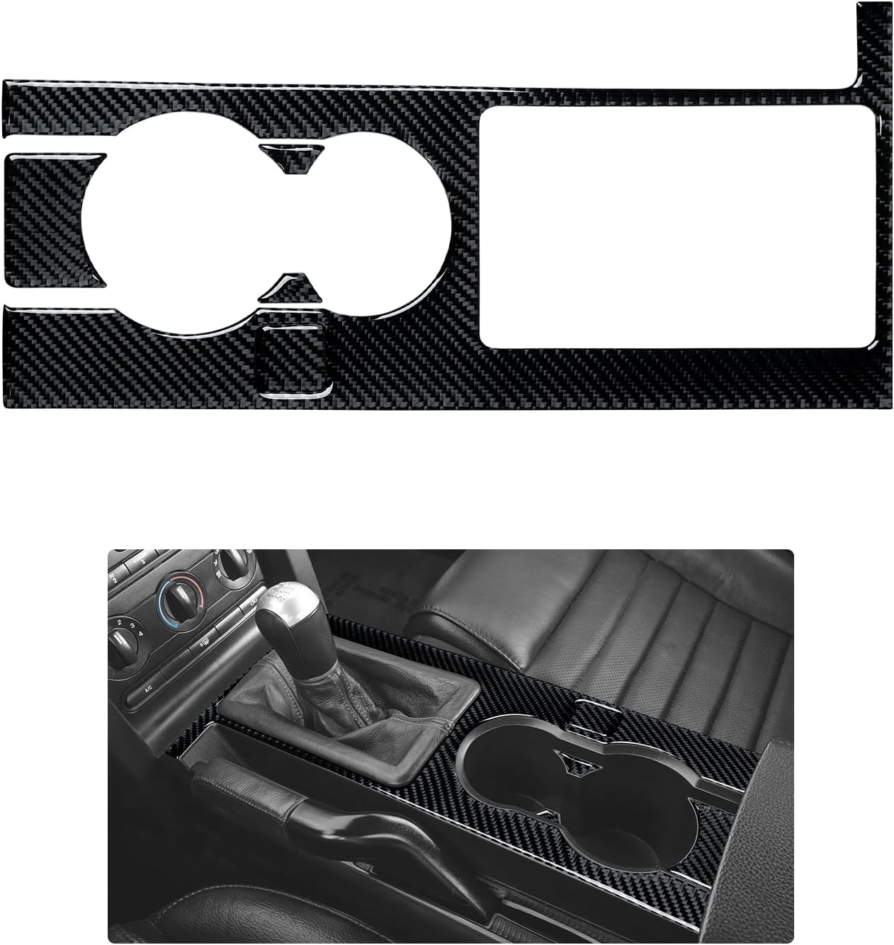 Car Real Premiun Carbon Fiber Decal Gear Box Shift Panel Sticker Interior Trim Cover for Ford Mustang GT Shelby 2005 2006 2007 2008 2009 S197 Accessories