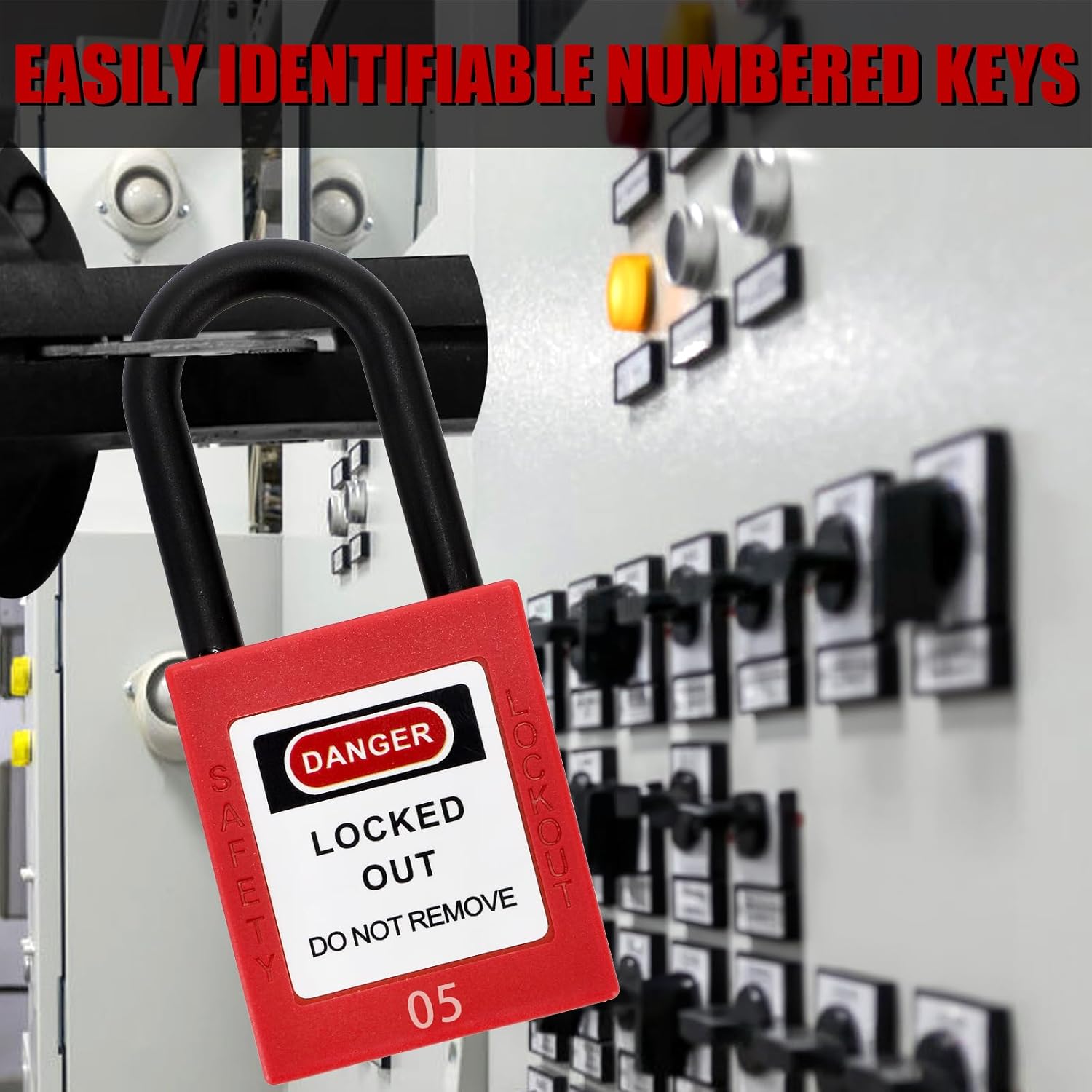 Yesland 10 Pack Lockout Tagout Lock, Safety Lockout Padlock Sets, Loto Locks Keyed Differently for Lock Out Tag Out Stations and Devices, Red