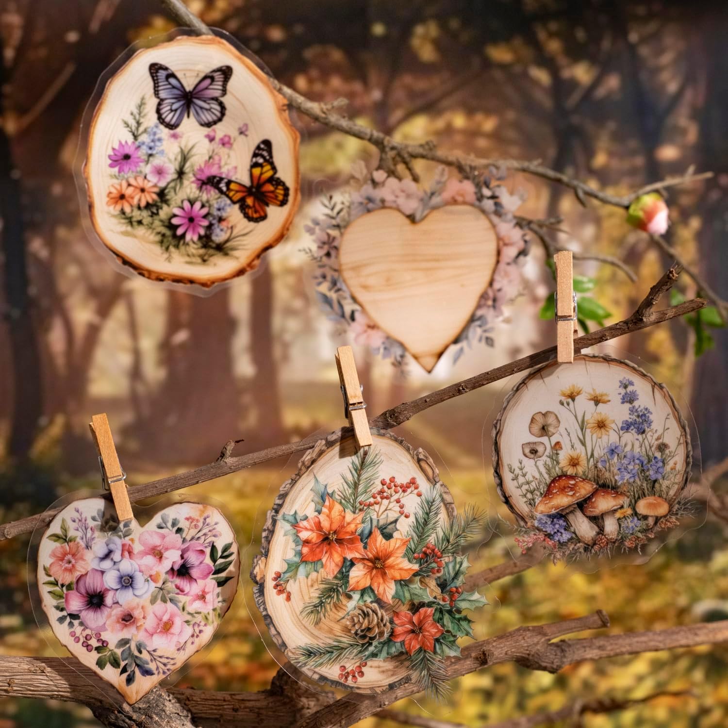 TIAMECH Wood Chip Butterfly Wood Grain PET Stickers image 3