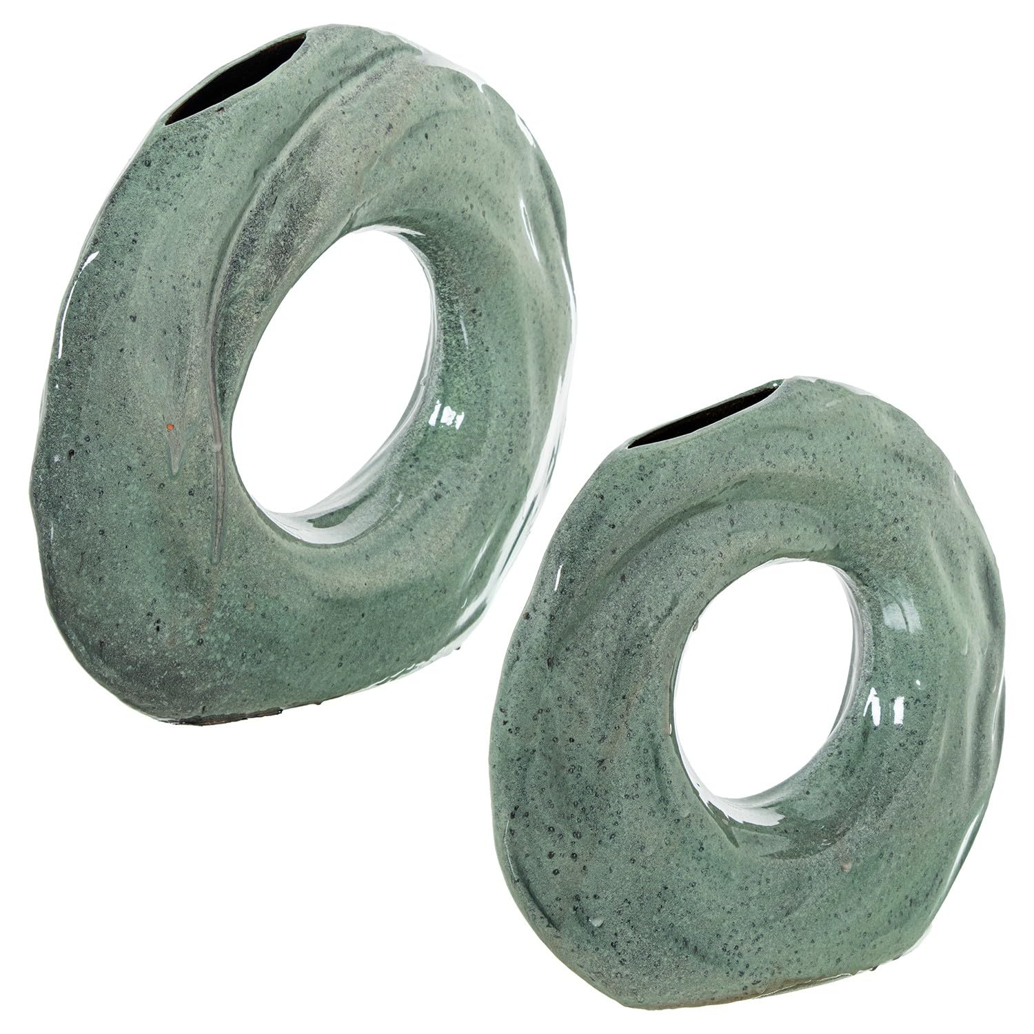 Vases en céramique anneau bleu clair pour sublimer une table vide