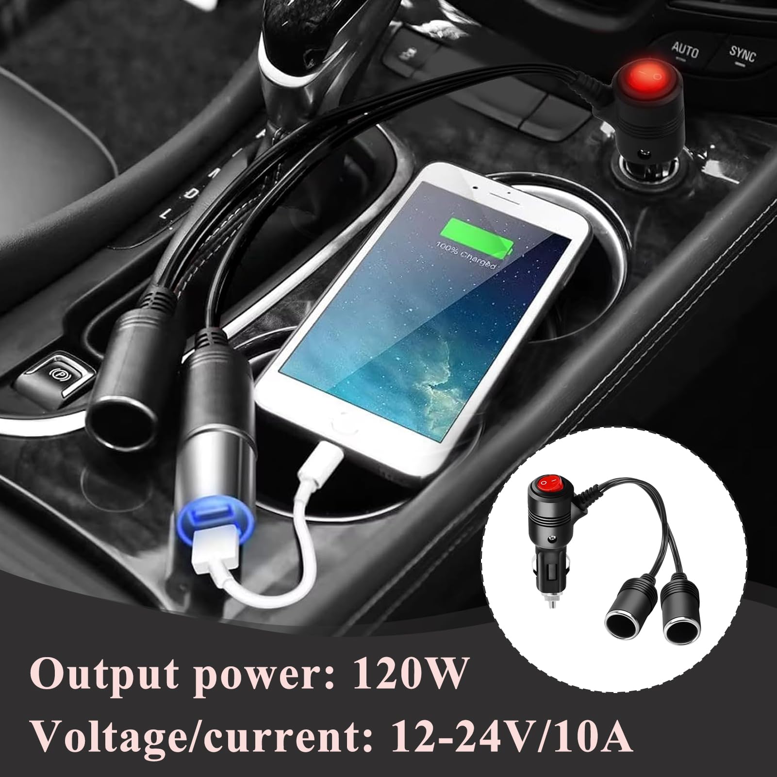 Ricarica 2 Prese Usb Auto Caricatore Auto Accendisigari 12