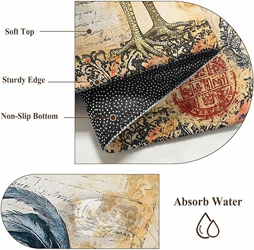 Miniatura 7 de 4x6 Area Rugs, Blue Retro Rooster Non-Skid Rubber Backing Large Rectangle Rugs - Living Room Bedroom Home Office, Pastoral Elegant Animals