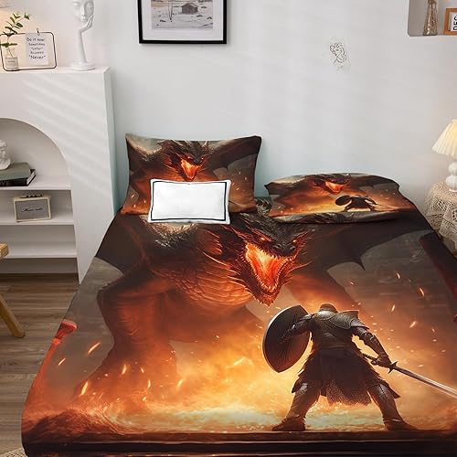 Miniatura 3 de zcsm Dragon Sheets - Juego de sábanas de tamaño California King, sábanas de microfibra suave, bolsillo profundo, sábanas y fundas de almohada