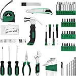 DEKOPRO Ensemble de perceuses : Ensemble d'outils avec 8V Perceuse sans fil vert, Kit d'outils à domicile avec perceuse, Kits d'outil à main pour femmes 126 Pièce