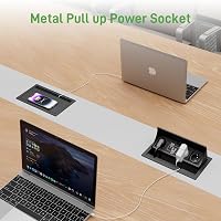 HANNELORE Beépíthető Aljzat USB-C PD 20W és Vezeték Nélküli Töltő 15W, Kihúzható Asztali Elosztó Munkalapba, 2m Kábel, Fekete 2