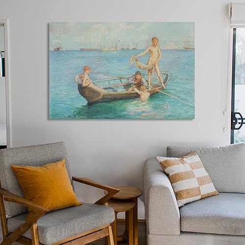 Miniatura 6 de Henry Scott Tuke - August Blue', 1896 - Póster decorativo para pared de sala de estar, dormitorio, 16 x 24 pulgadas (15.7 x 23.6 in)