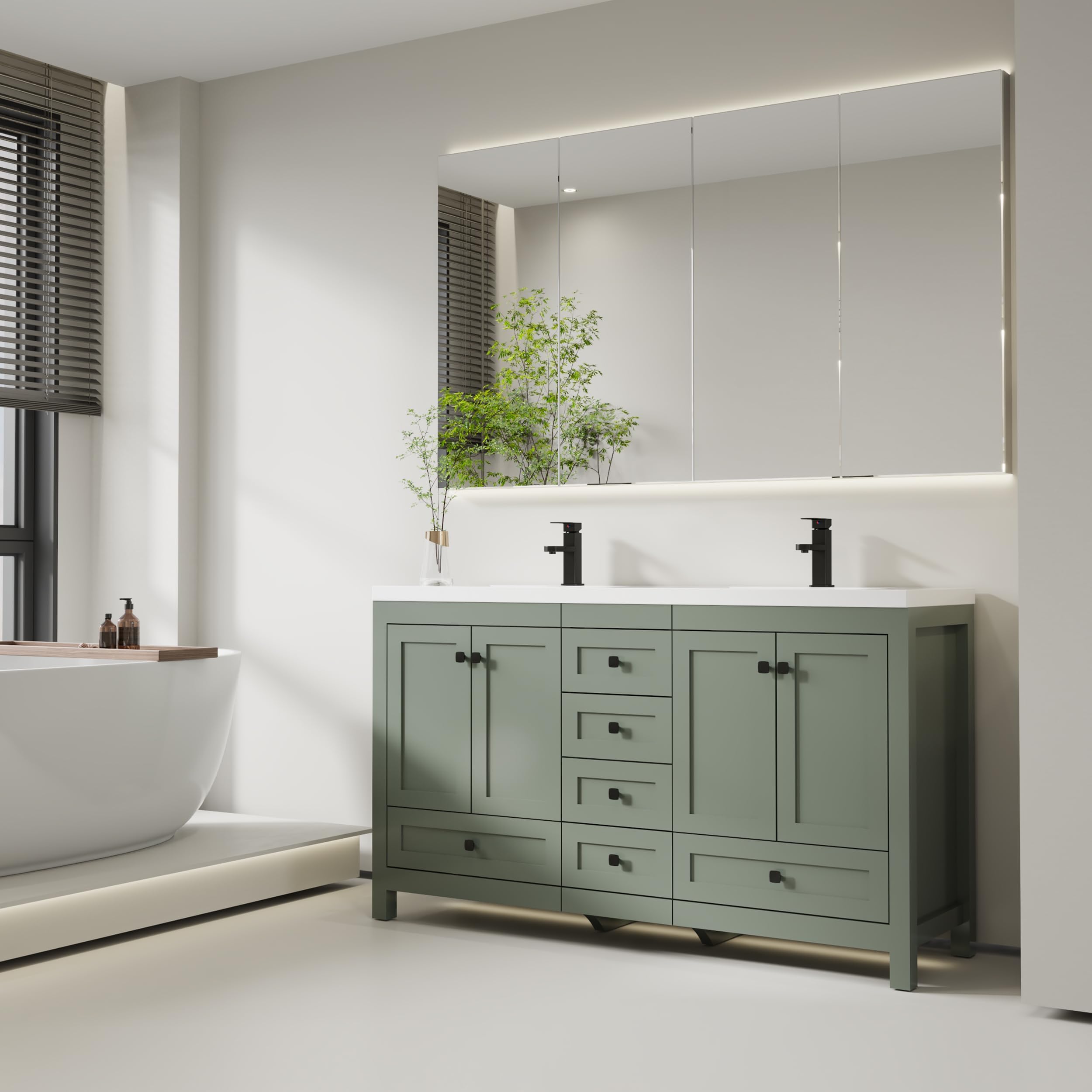 eclife 60 Inch Gray Green Vanity
