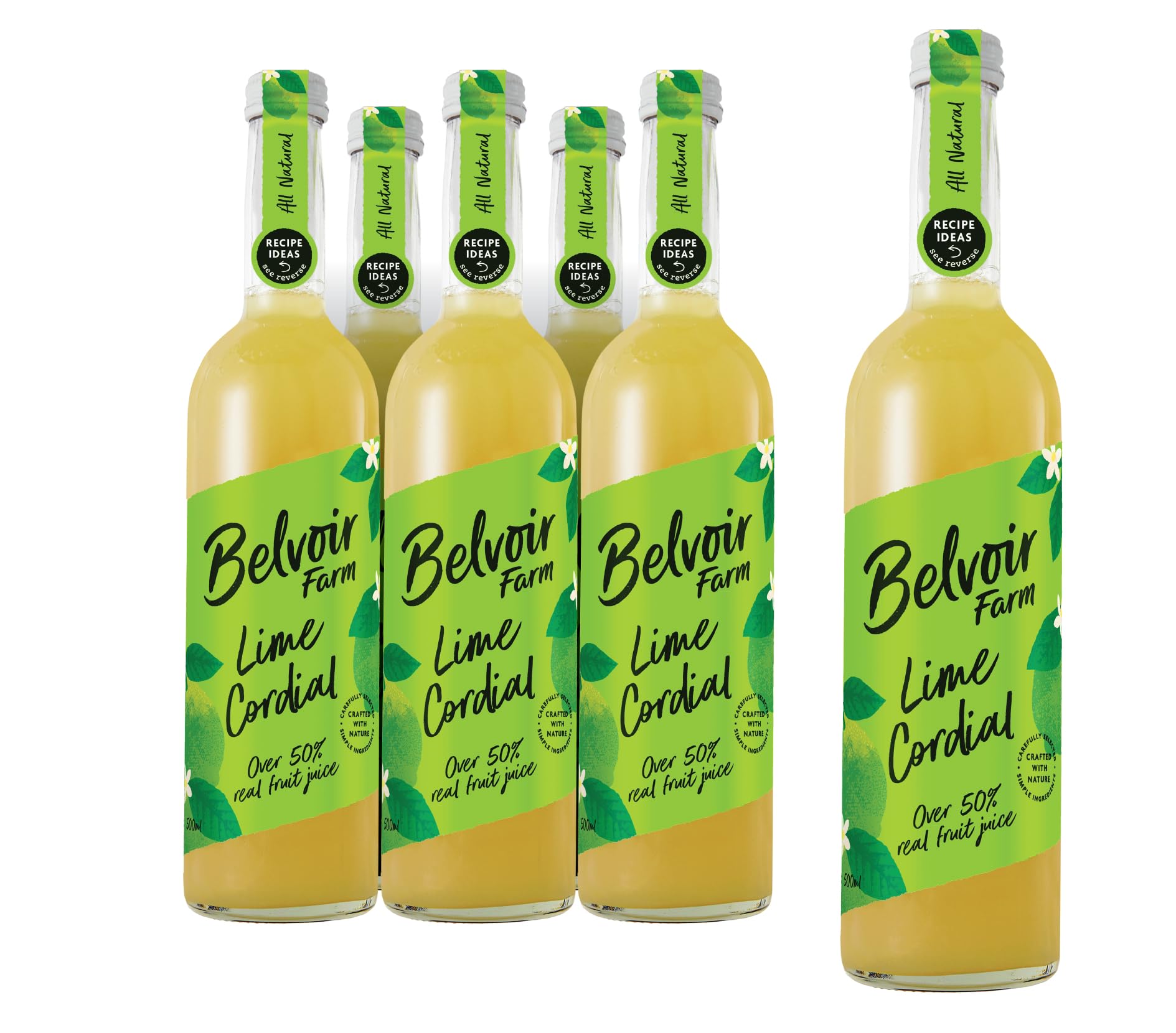 Belvoir Farm Lime Cordial - Fresh Pressed Lime Juice | Zingy Citrus Taste | Traditional Family Recipe | 100% Natural Ingredients | Suitable for Vegetarians & Vegans - single 500ml Bottle