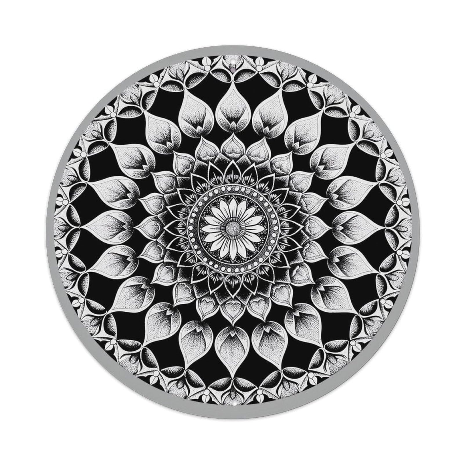 Jdyansheng Vintage Black And White Floral Mandala Tin Sign Metal Poster Metal Signs For Home Man Cave Bar Cafe Kitchen Laundry Room Wall Decorations 8X8 Inches