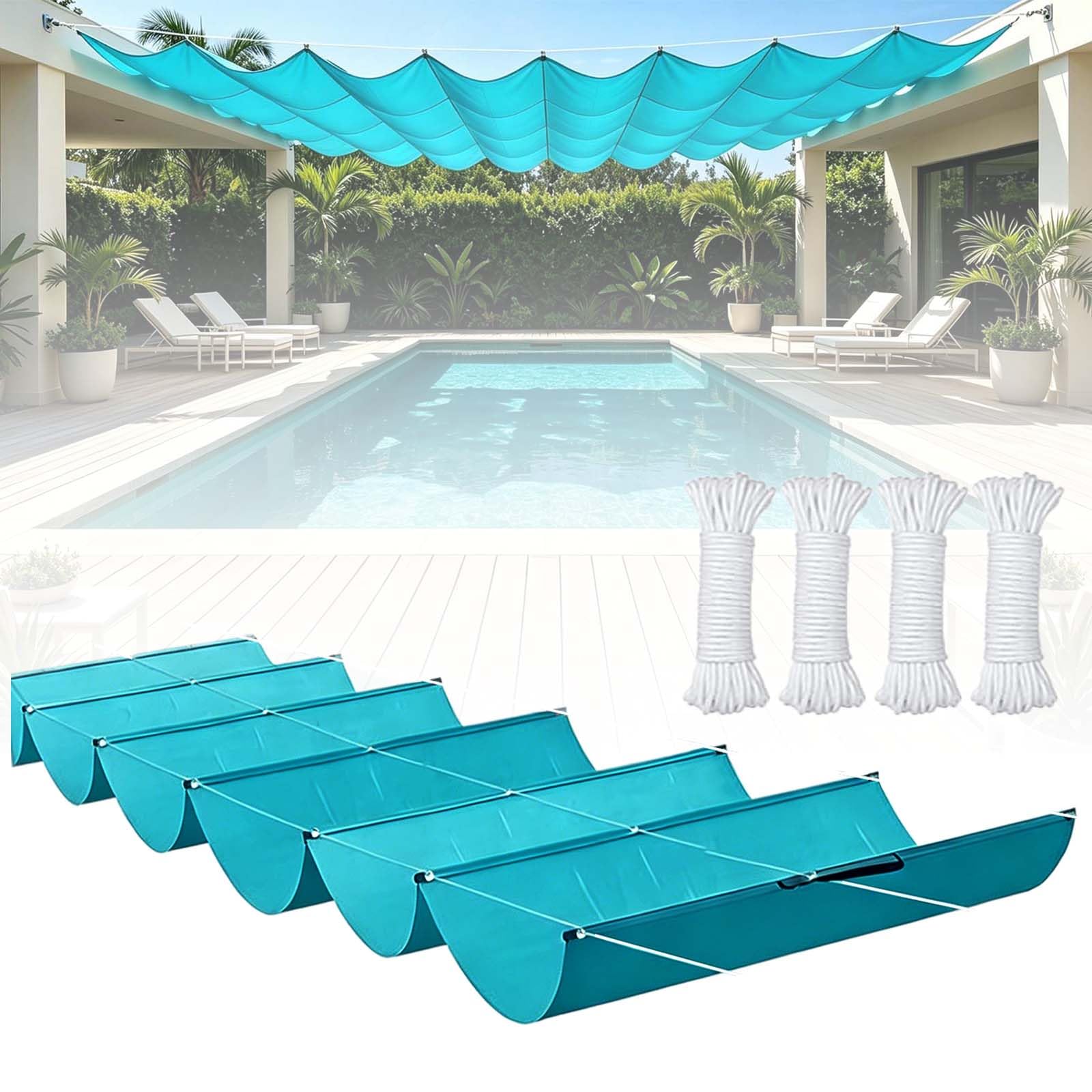 Vela Parasole Ondulata Retrattile 100 x 800 cm Protezione Solare Schermo UV con Funi di Tensione Tenda da Sole per Esterno Vela Parasole per Piscinae Terrazza, Giallo sabbia