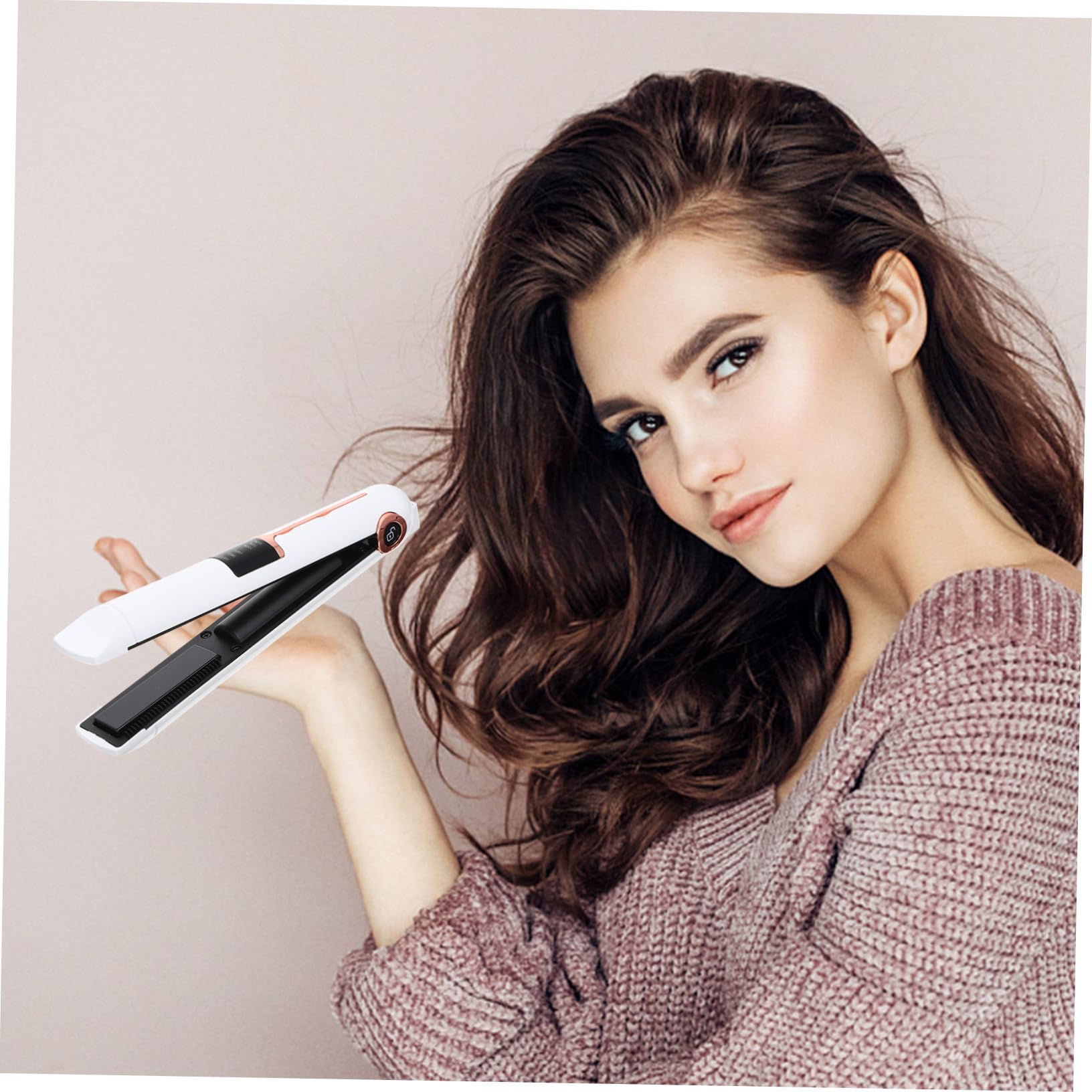STOBAZA Fer à Lisser Boucler Sans Fil Taille Compacte Couleur Ivoire Réglable Pour Coiffure Voyage Usage Domestique