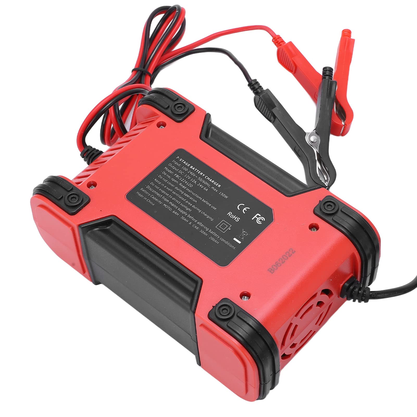 Caricabatteria a 7 Stadi, Protezione polarità Multifunzionale CA 100-240 V Raffreddamento della Ventola Manutentore Automatico della Batteria per Batteria Al Litio Ferro Fosfato