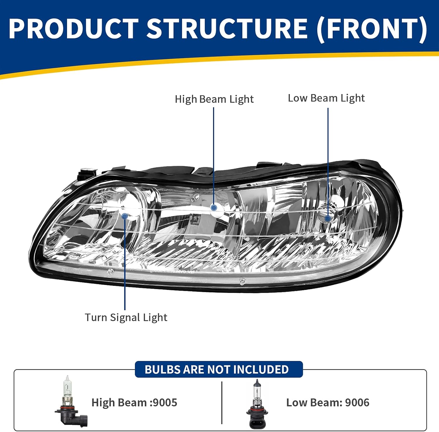 AUTOSAVER88 Headlight Assembly Compatible with 1997-2003 Chevy Malibu / 1997-1999 Oldsmobile Cutlass Chrome Housing Clear Lens (Passenger and Driver Side)
