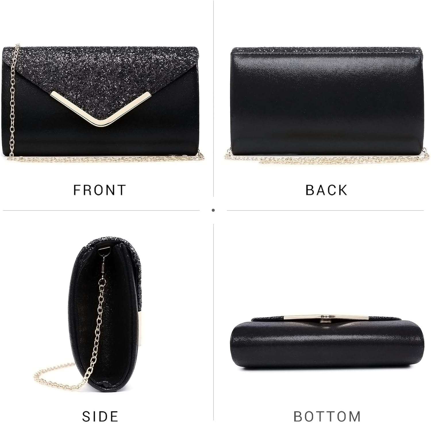 Dasein Women Evening Bags Formal Clutch Purses for Wedding Party Prom Handbags with Shoulder Strap and Glitter Flap | Formal, Wedding Party, Prom, with Shoulder Strap, Glitter Flap, Formal - Image 2