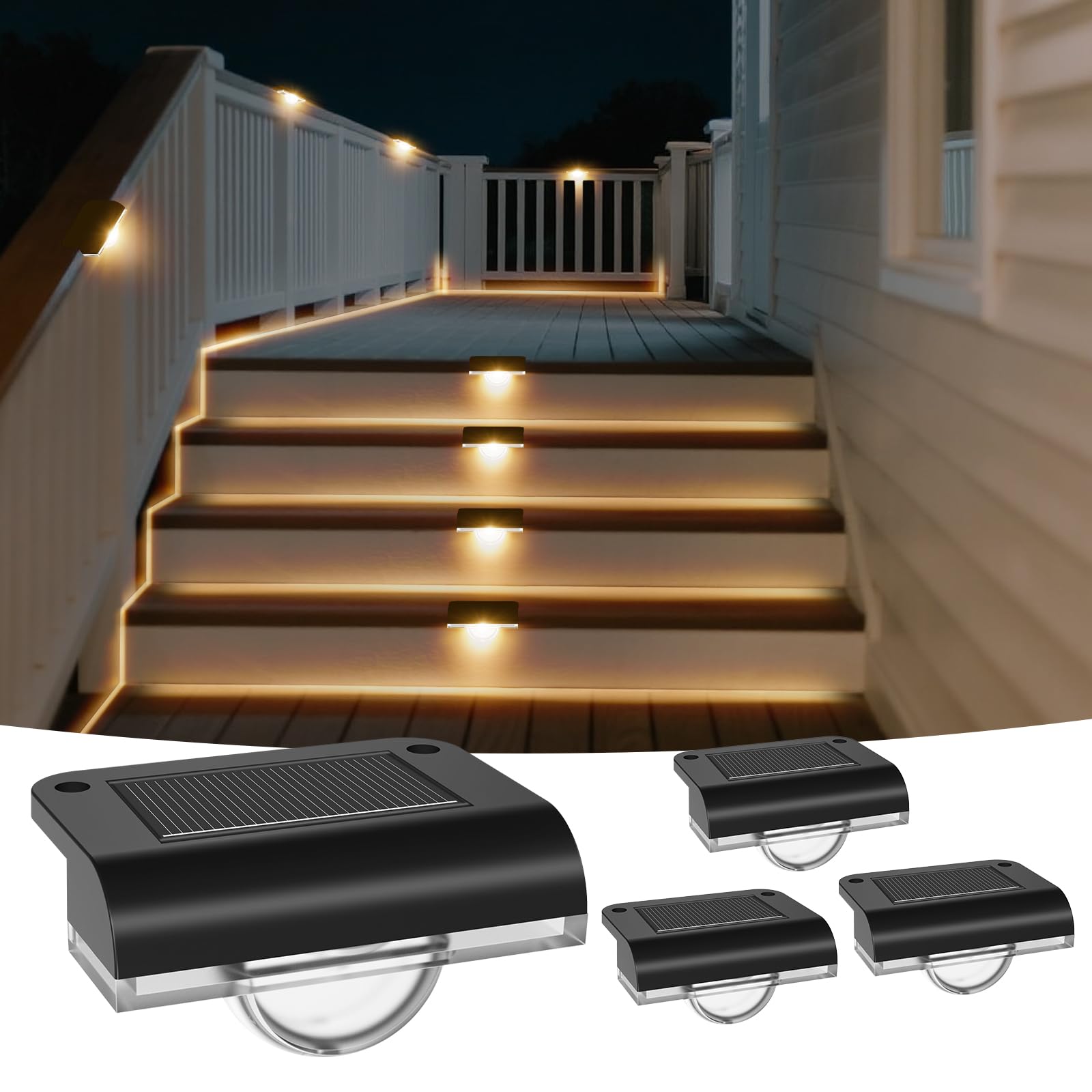 Shuniu Lampade solari per esterni da giardino, lampade a LED da giardino per cortili, decorazione pathway, gradini e scale, luci a LED IP65, impermeabili, balconi, pavimenti, 6 pezzi