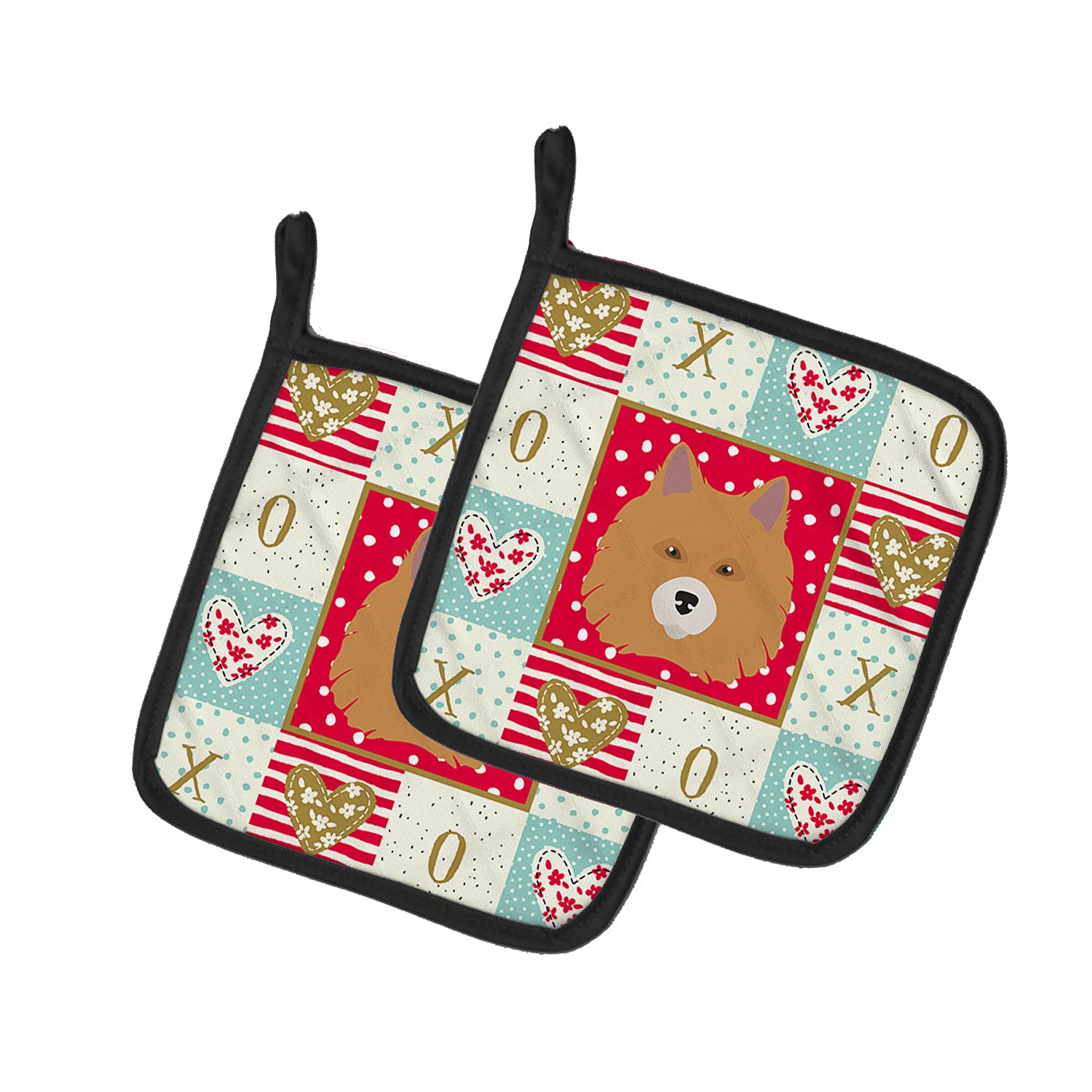 Caroline's Treasures CK5196PTHD Elo Dog Love Pair of Pot Holders Topflappen, Textil, Mehrfarbig, 7.5HX7.5W