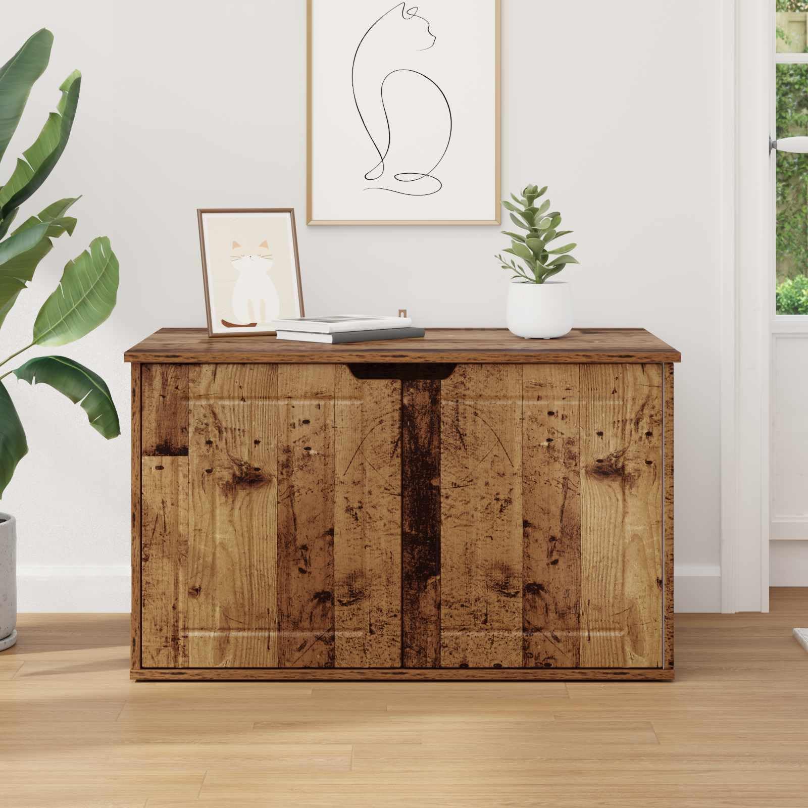 Domek dla kotów z drewna drewnopochodnego 85 x 55 x 50,5 cm z dużą powierzchnią do leżenia i jaskini, w zestawie zestaw montażowy, idealny jako drapak, drzewko dla kota, drzewko do wspinaczki