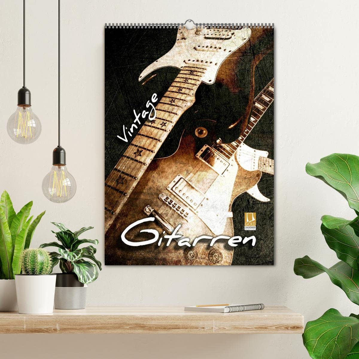 Vintage Gitarren (Wandkalender 2026 DIN A2 hoch), CALVENDO Monatskalender: Gitarren im Vintage-Style in Szene gesetzt