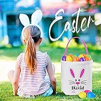 Vista 6 de Cesta de Pascua personalizada, paquete de 1 cestas de Pascua personalizadas para niñas y niños, cesta de Pascua personalizada para bebés y niños