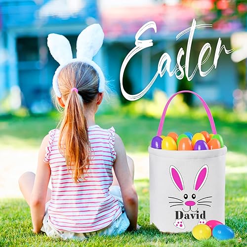 Miniatura 6 de Cesta de Pascua personalizada, paquete de 1 cestas de Pascua personalizadas para niñas y niños, cesta de Pascua personalizada para bebés y niños