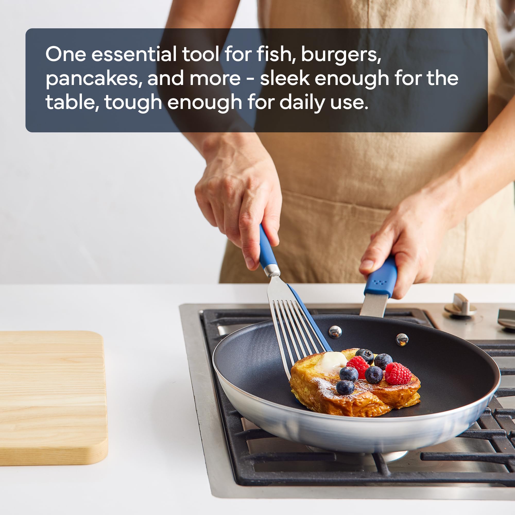 Misen Espátula de pescado - Espátula ranurada para pescado - Espátulas de pescado de silicona para utensilios de cocina antiadherentes, color azul