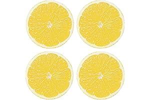 Non-Slip, Four-Pack Lemon Slice Fruit Coasters Protect Your Surfaces