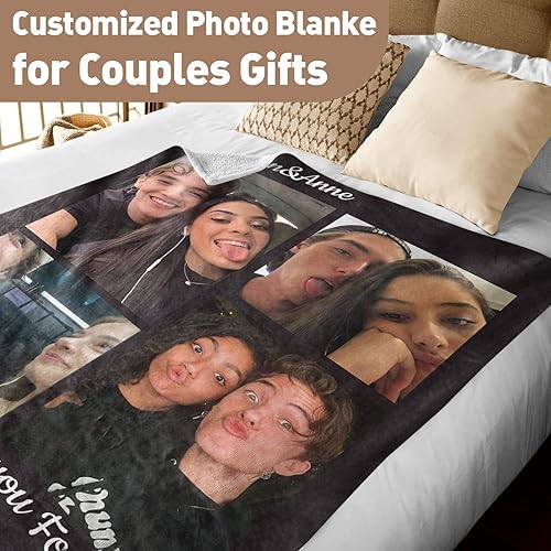 Miniatura 3 de Manta personalizada con imagen, manta personalizada con foto, manta de forro polar con texto personalizado para novia, novio, esposa, marido, pareja