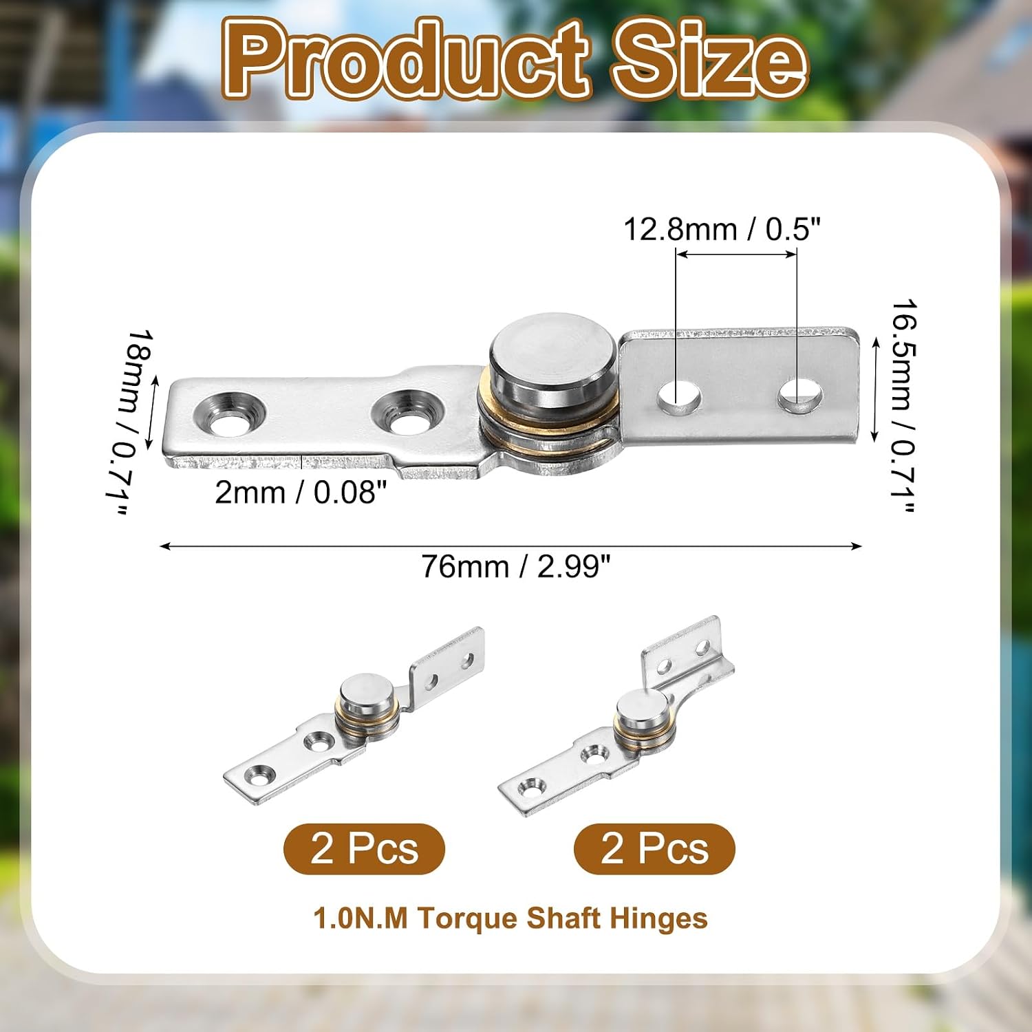 uxcell 1Set 1 N.M Torque Shaft Hinges, 360 Degree 304 Stainless Steel Damping Flip Hinge for Folding Table, Windows, Doors, Wardrobe, Cabinets, Boxes, Silver