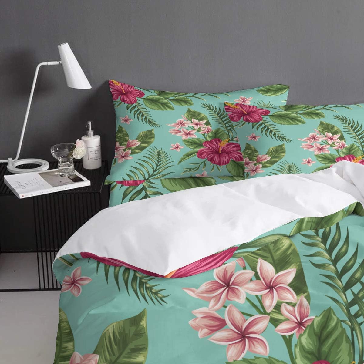Flash Deals - 60% OFF Duvet Cover Set Printed 4 Pcs Bedding Set King Size Include Duvet Cover, Bed Sheet, Pillow Shams Hibiscus Hamabo Tropical Plants Leaves Flowers Soft Quilt Sets for Children/Adults Lowest Price Duvet Cover Set Printed 4 Pcs Bedding Set King Size Include Duvet Cover, Bed Sheet, Pillow Shams Hibiscus Hamabo Tropical Plants Leaves Flowers Soft Quilt Sets for Children/Adults